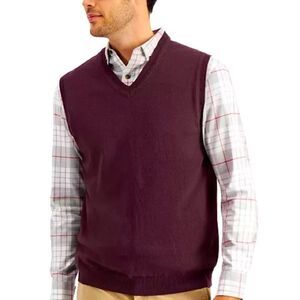Club Room Men's Solid V-Neck Sweater Vest M